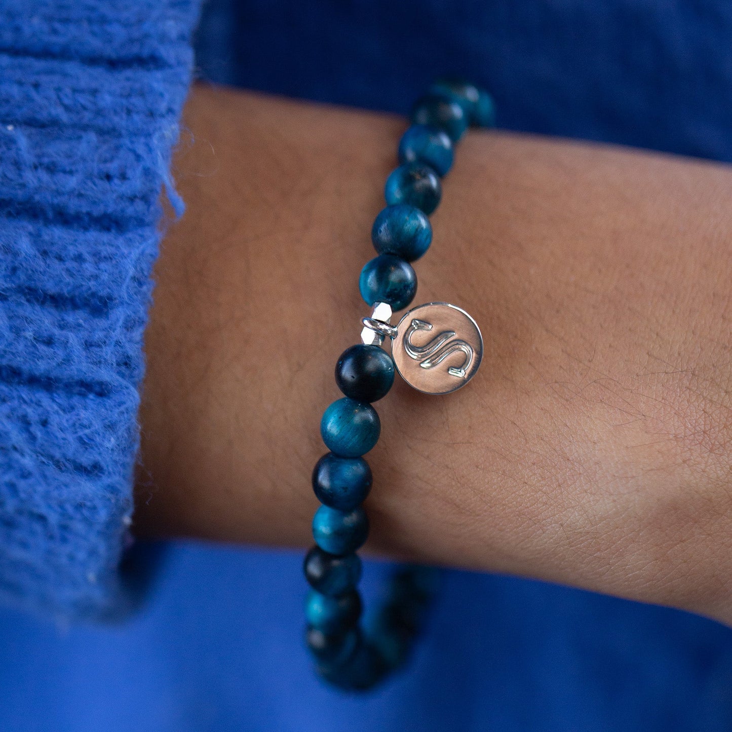Scars Blue Tiger's Eye Silver Bracelet