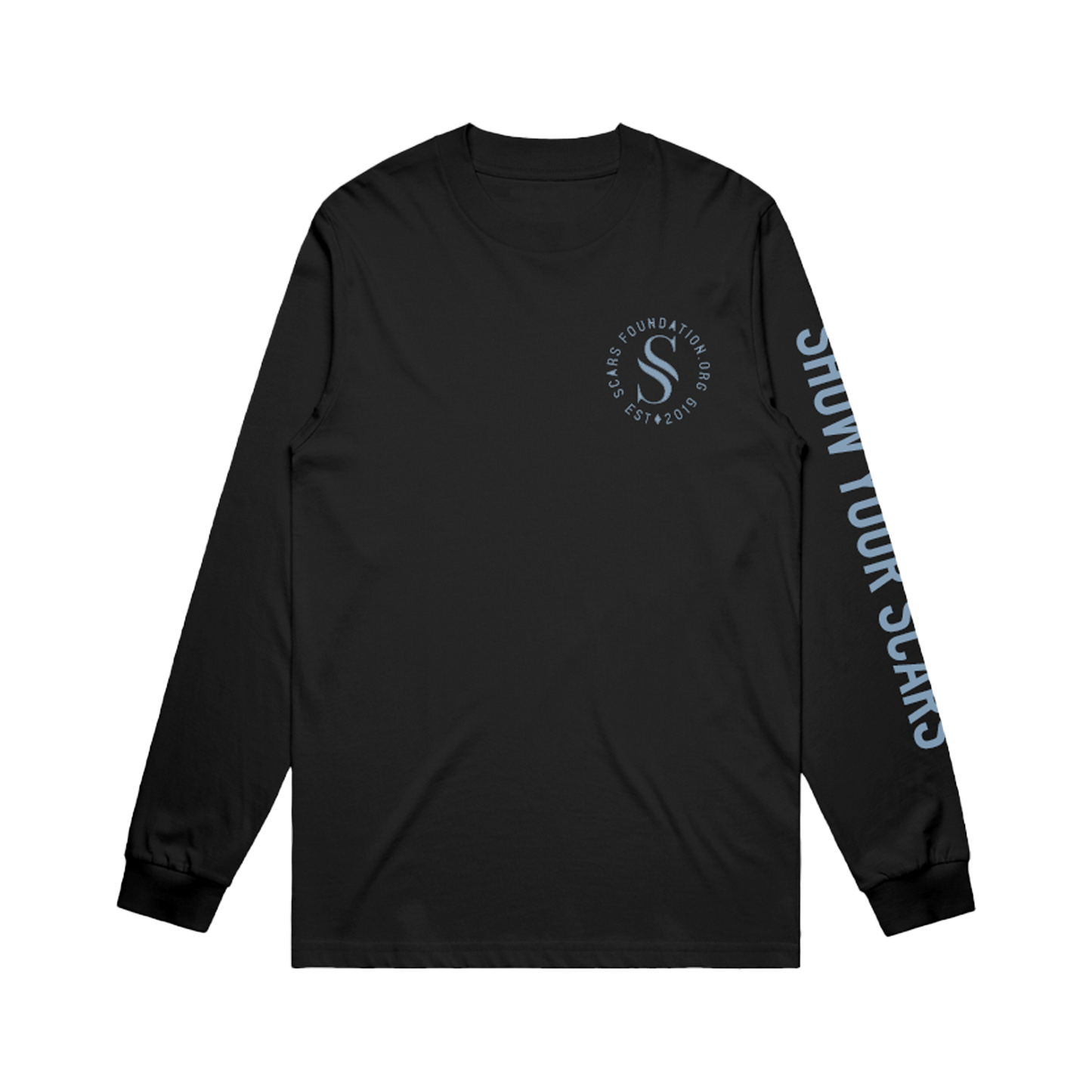 Show your scars Black with Blue Long Sleeve Tee