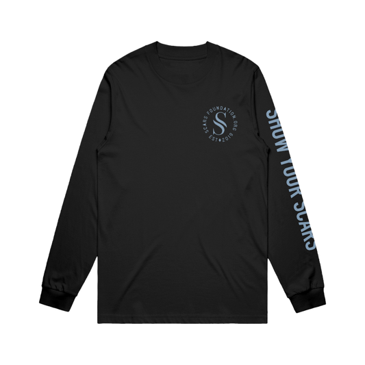 Show your scars Black with Blue Long Sleeve Tee