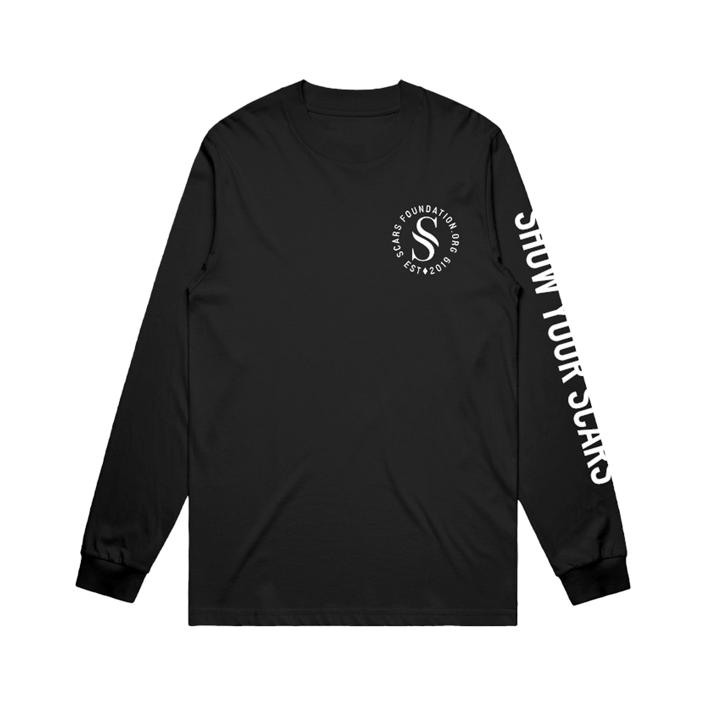 Show your Scars Black with White Long Sleeve Tee