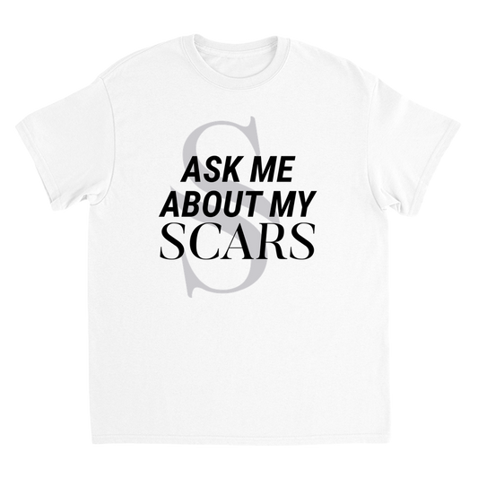 “Ask Me About My Scars” Youth Tee (White)