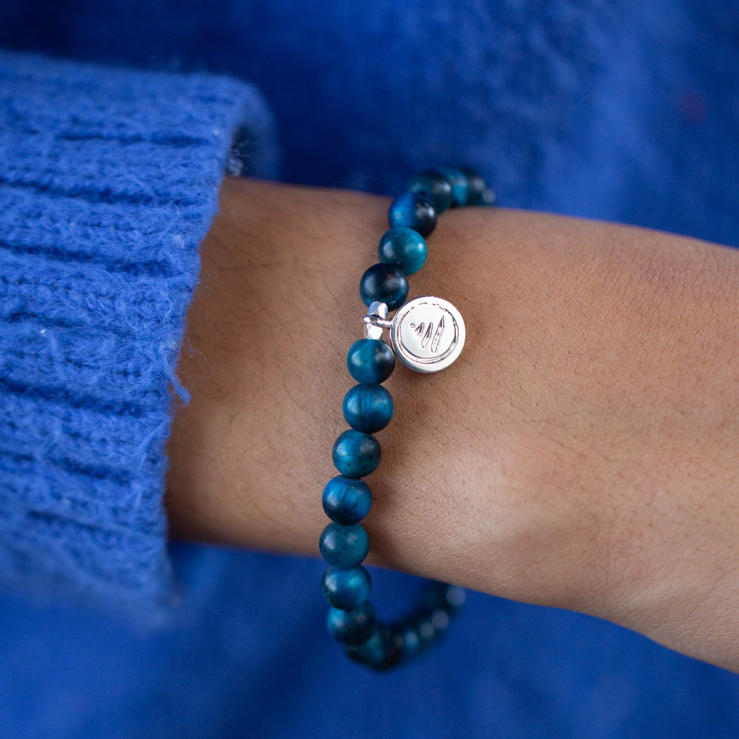 Scars Blue Tiger's Eye Silver Bracelet