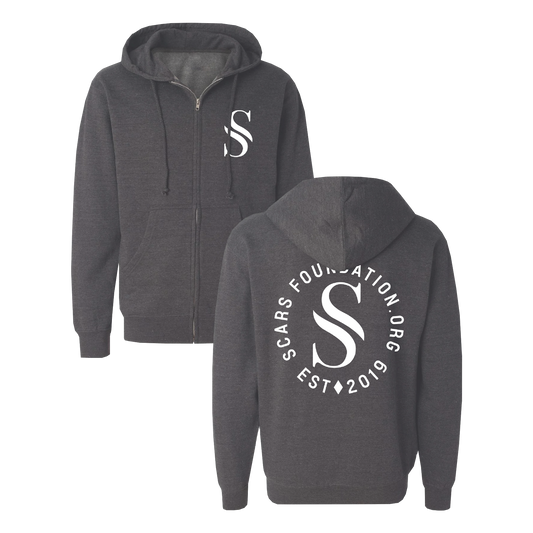 Circle Logo Zip Charcoal Hoodie